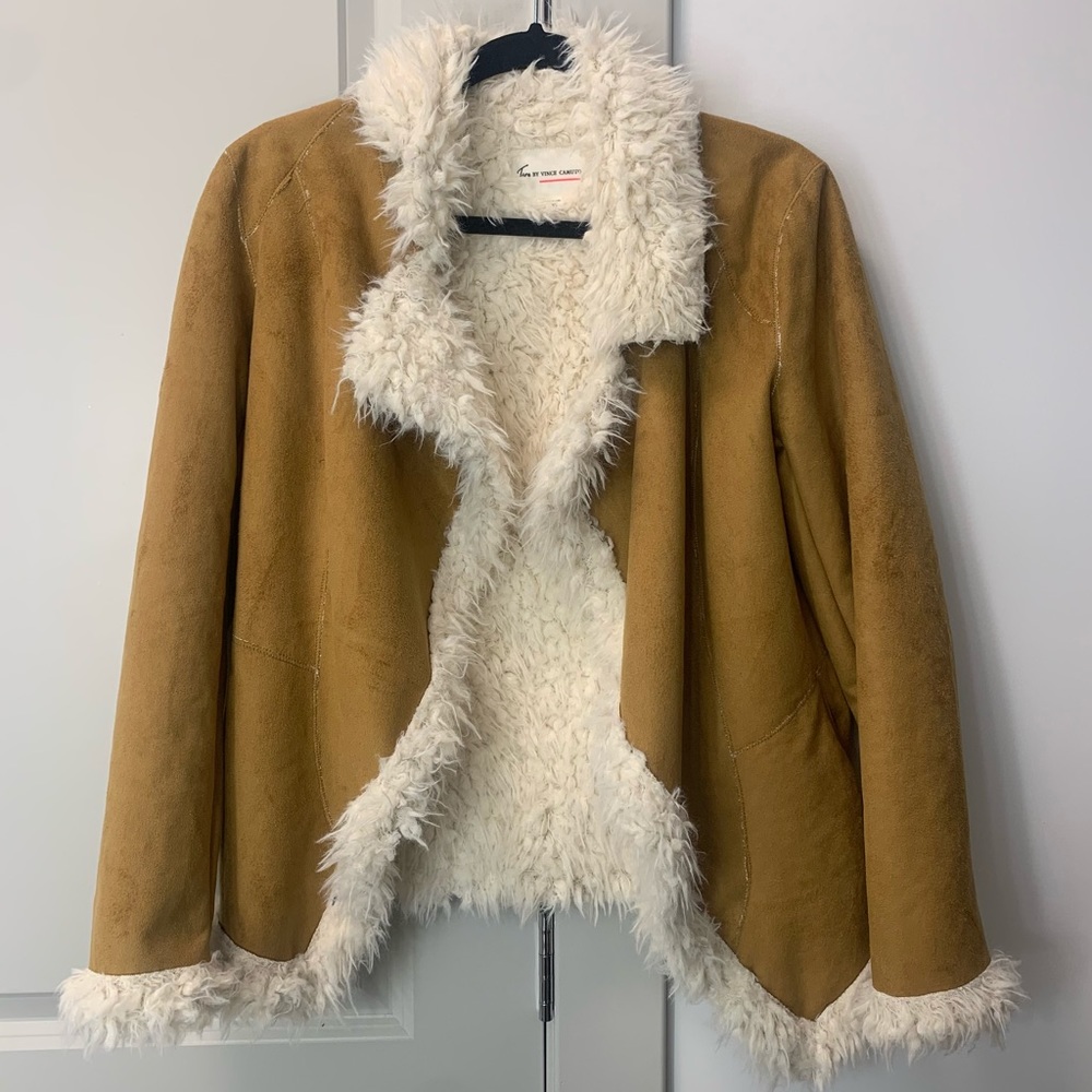 Two by Vince Camuto Faux Fur Jacket - Tan and White - Size XS